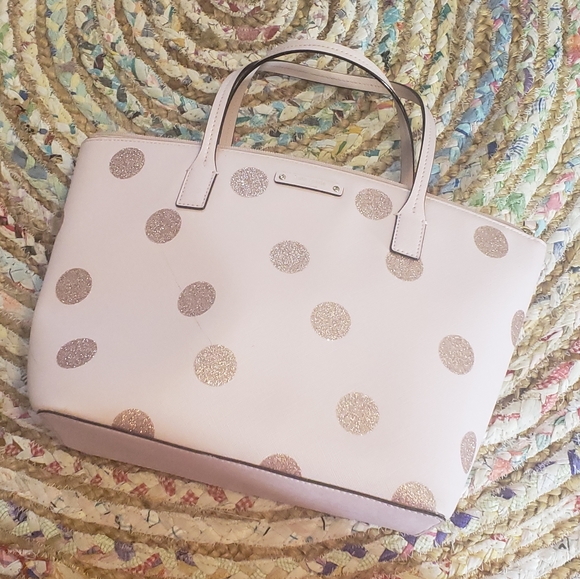 kate spade pink glitter polka dot purse